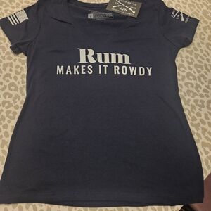 Grunt Style Dark Blue 'Rum Makes It Rowdy' Women's Tee